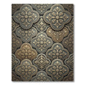 Ornate Gold Fleur-de-lis Slate Scrollwork Rug