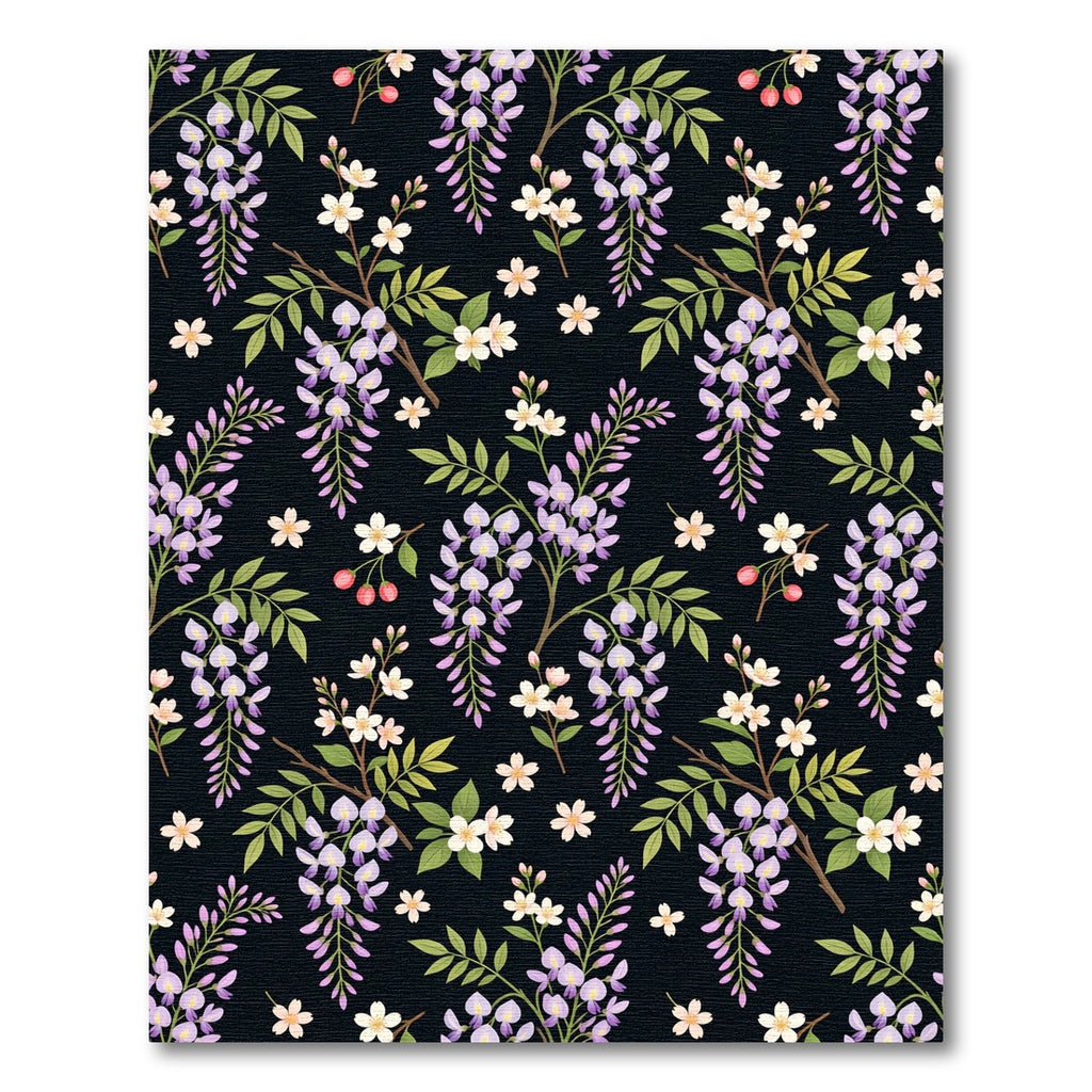 Floral Wisteria Bloom Dark Background Rug