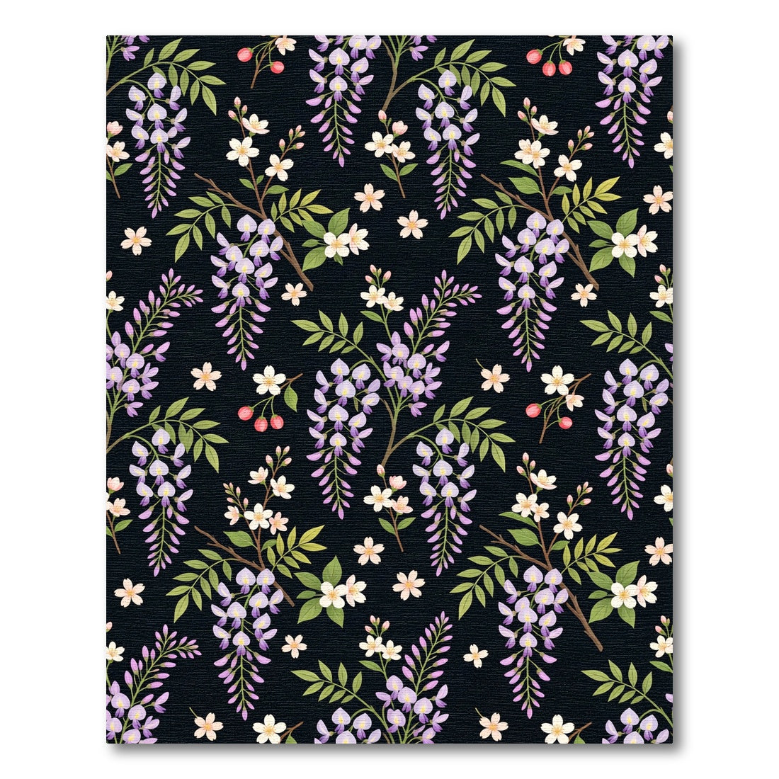 Floral Wisteria Bloom Dark Background Rug