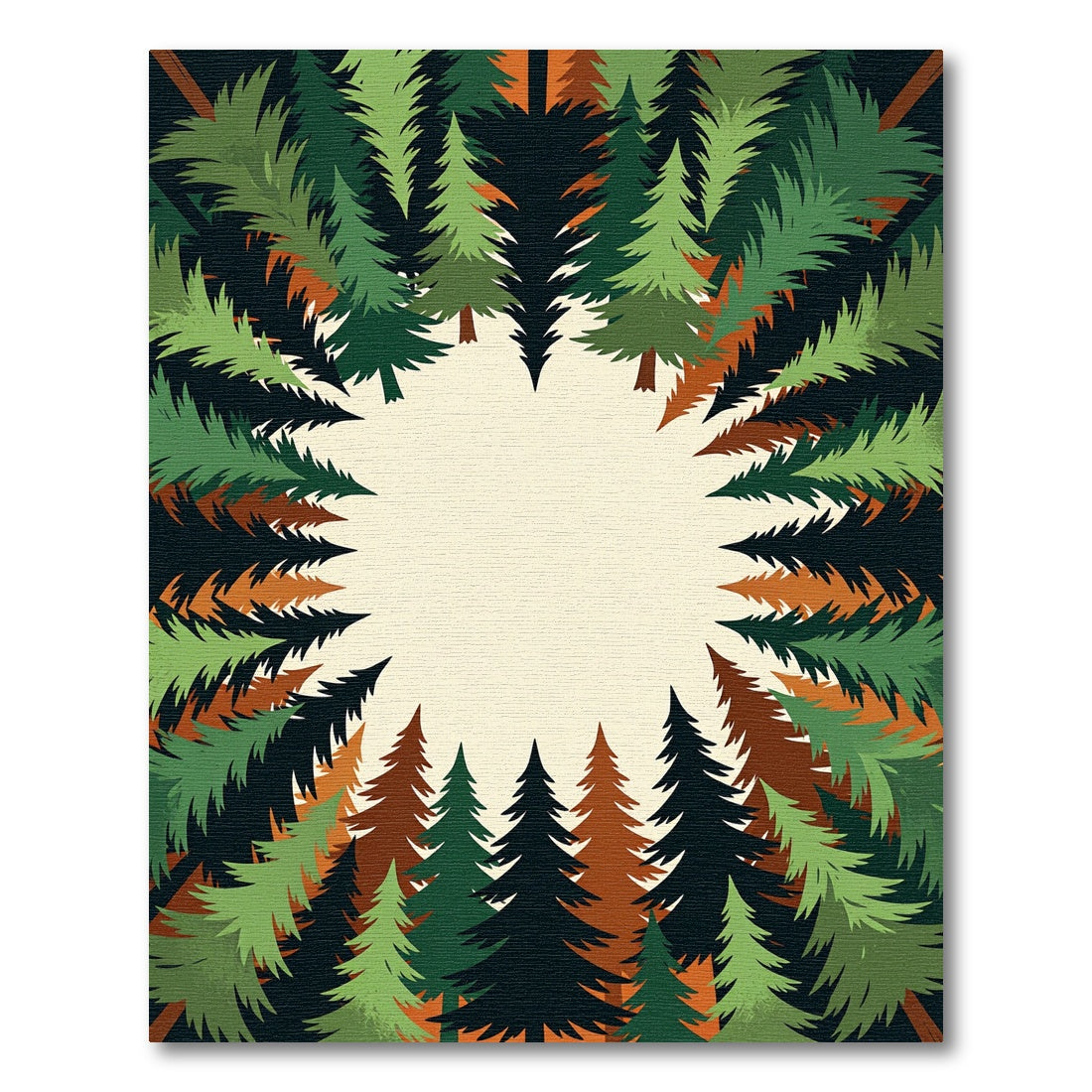 Earthy Pine Forest Radial Woodland Rug
