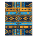 Vibrant Navy Blue Golden Geometric Arrow Rug