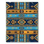 Vibrant Navy Blue Golden Geometric Arrow Rug