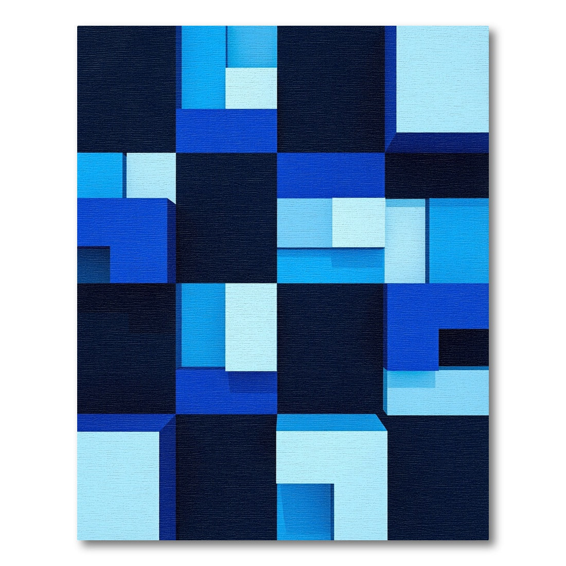 Shades Blue Geometric Blocks Rug