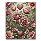 Dusty Rose Botanical Heart Garden Rug