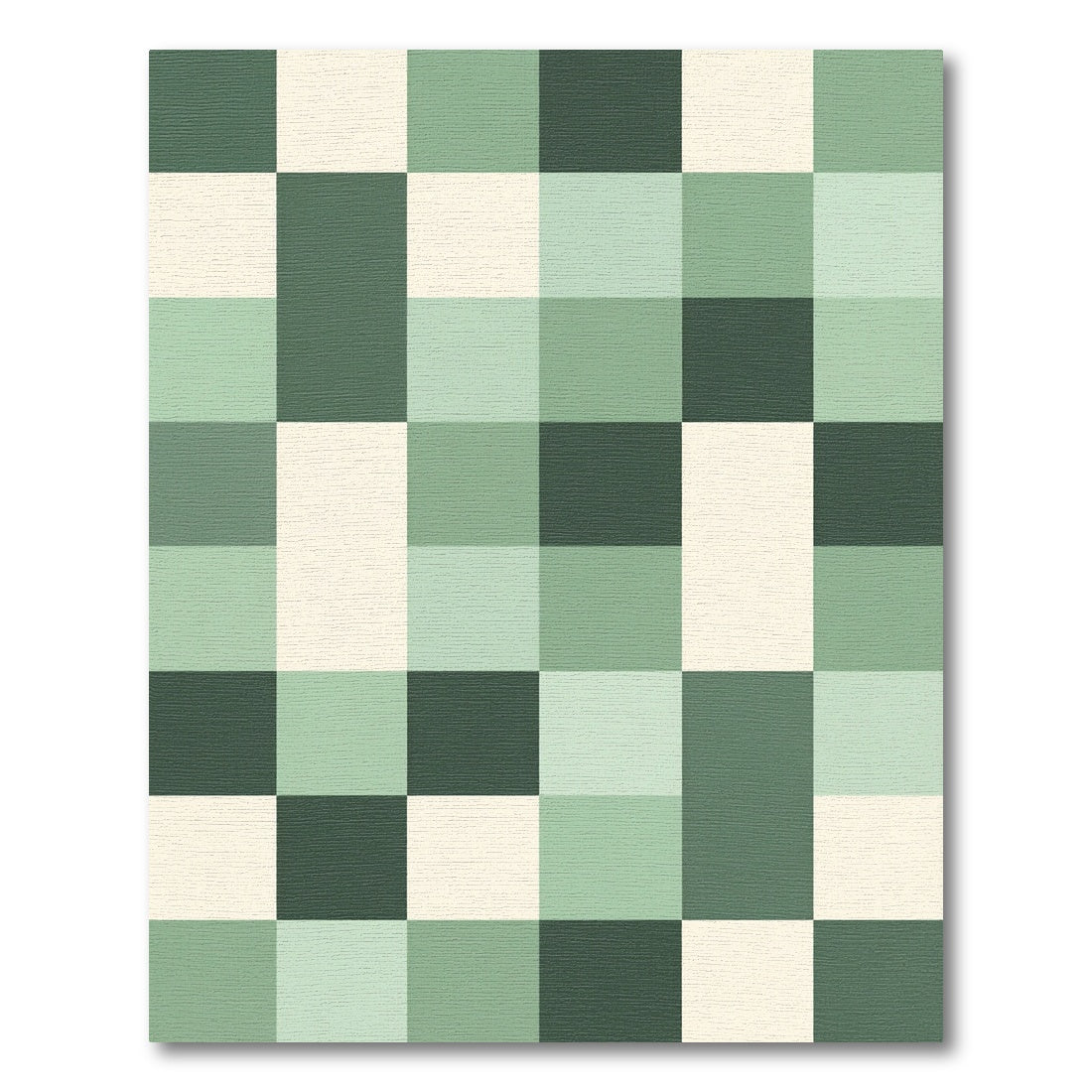 Sage and Cream Woven Geometric Block Rug