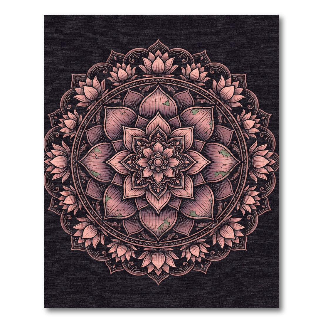 Dusty Rose Lotus Flower Mandala Rug