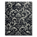 Elegant Graphite Silver Baroque Scroll Rug