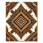 Bold Amber Geometric Diamond Sunburst Rug