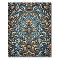 Antique Gold Blue Flourish Scroll Rug