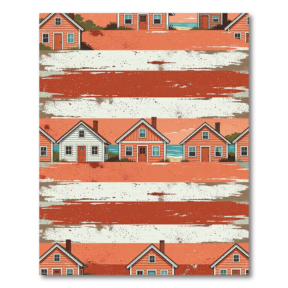 Coastal Sunset House Stripe Decor Rug