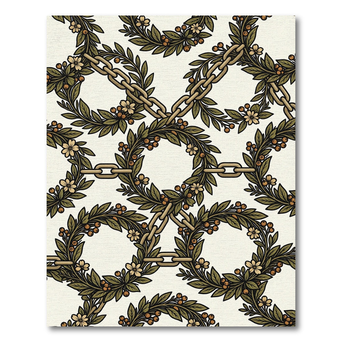 Botanical Chain Link Laurel Wreath Rug