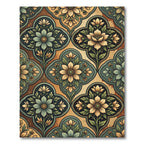 Vintage Sage and Gold Floral Medallion Rug