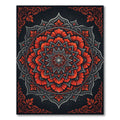 Crimson Botanical Mandalas on Charcoal Round Rug