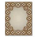 Golden Beige Quatrefoil Floral Border Rug