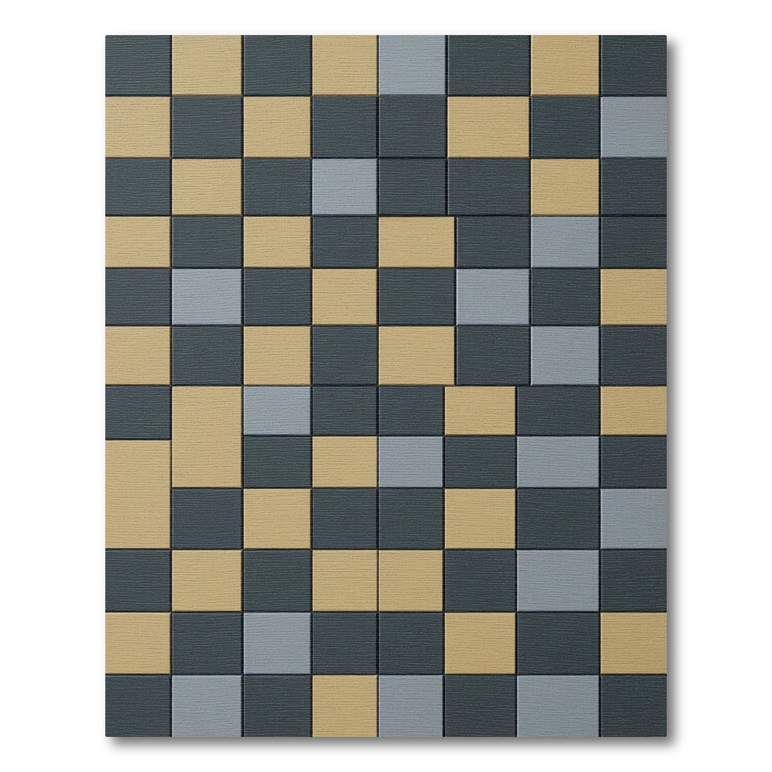 Khaki Charcoal Gray Checkerboard Blocks Rug