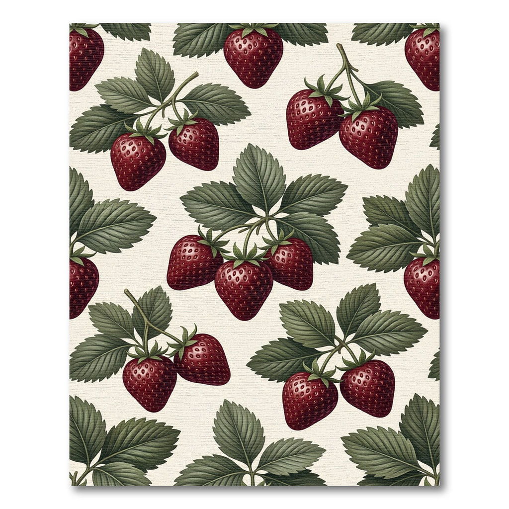 Botanical Strawberry Vines with Green Leaves Rug