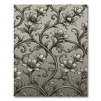 Elegant Greyscale Floral Swirl Scroll Rug