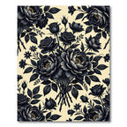 Elegant Black Floral Botanical Bouquet Rug