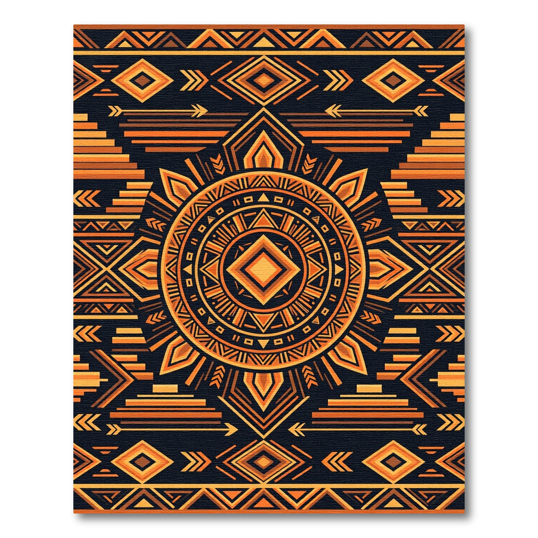 Geometric Solar Radiance Amber Sun Rug