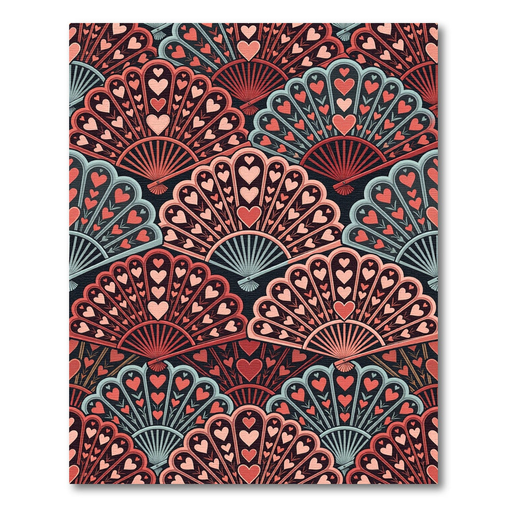 Coral Pink Heart Fan Arrangement Rug