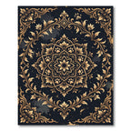 Elegant Gold Paw Flower Medallion Rug