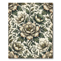 Vintage Sage and Cream Peony Illustration Rug