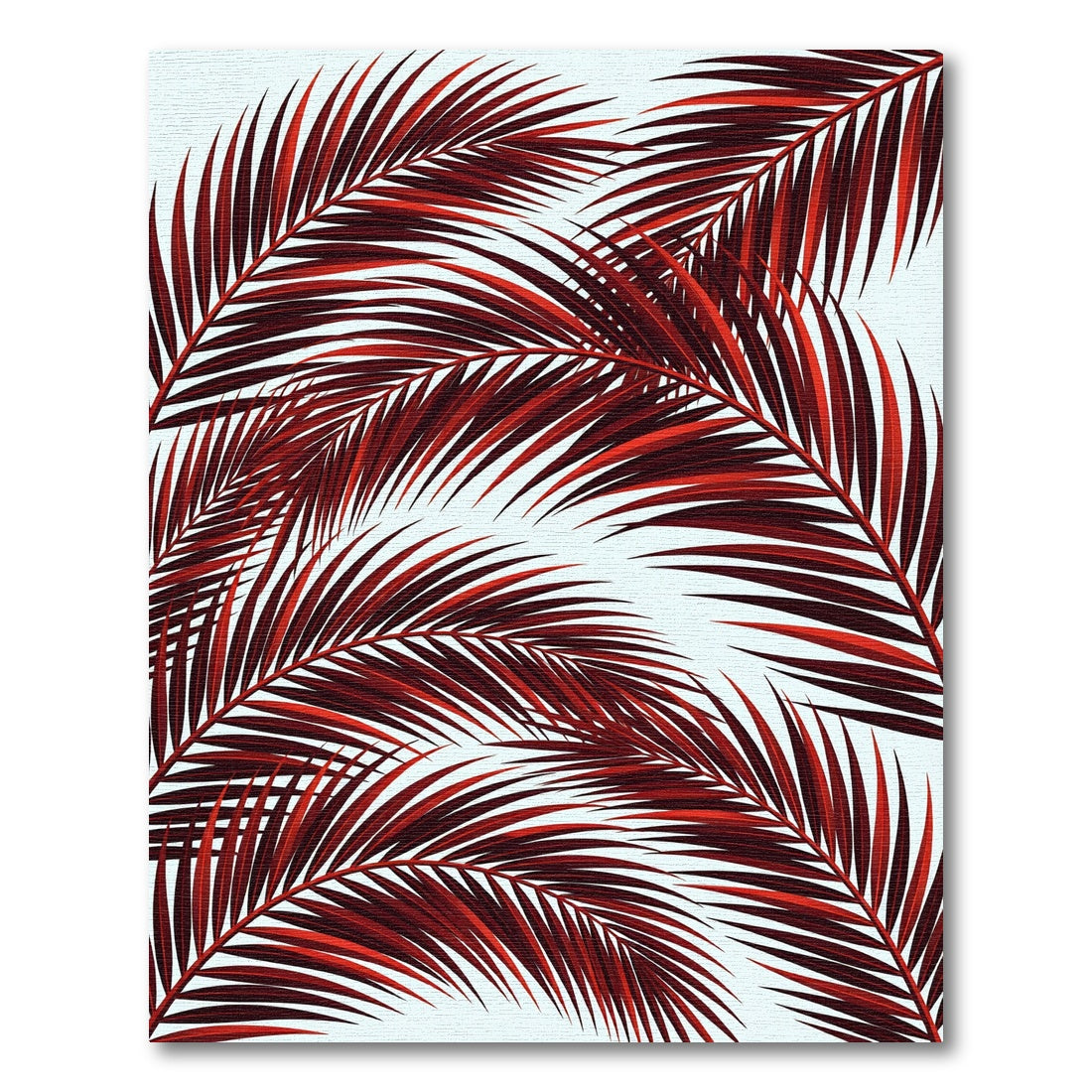 Crimson Palm Leaf Ensemble Rug