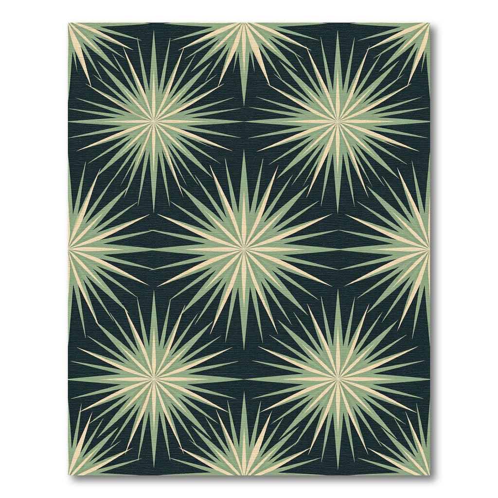 Sage Green Geometric Starburst Mosaic Rug