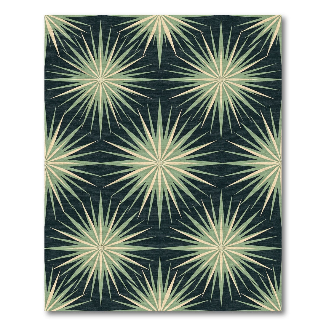 Sage Green Geometric Starburst Mosaic Rug