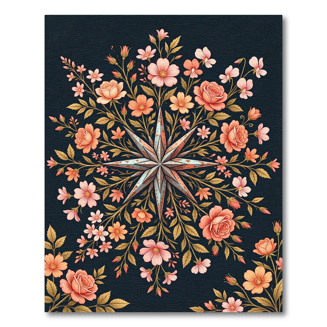 Elegant Starburst Floral Blush Rug