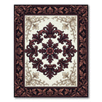 Ornate Burgundy Floral Damask Scroll Rug