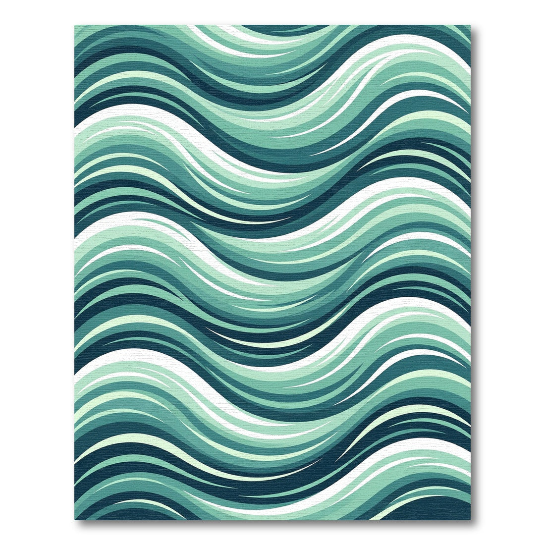 Fluid Teal Wavy Ocean Abstract Rug