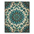 Emerald Teal Floral Medallion Sunburst Rug