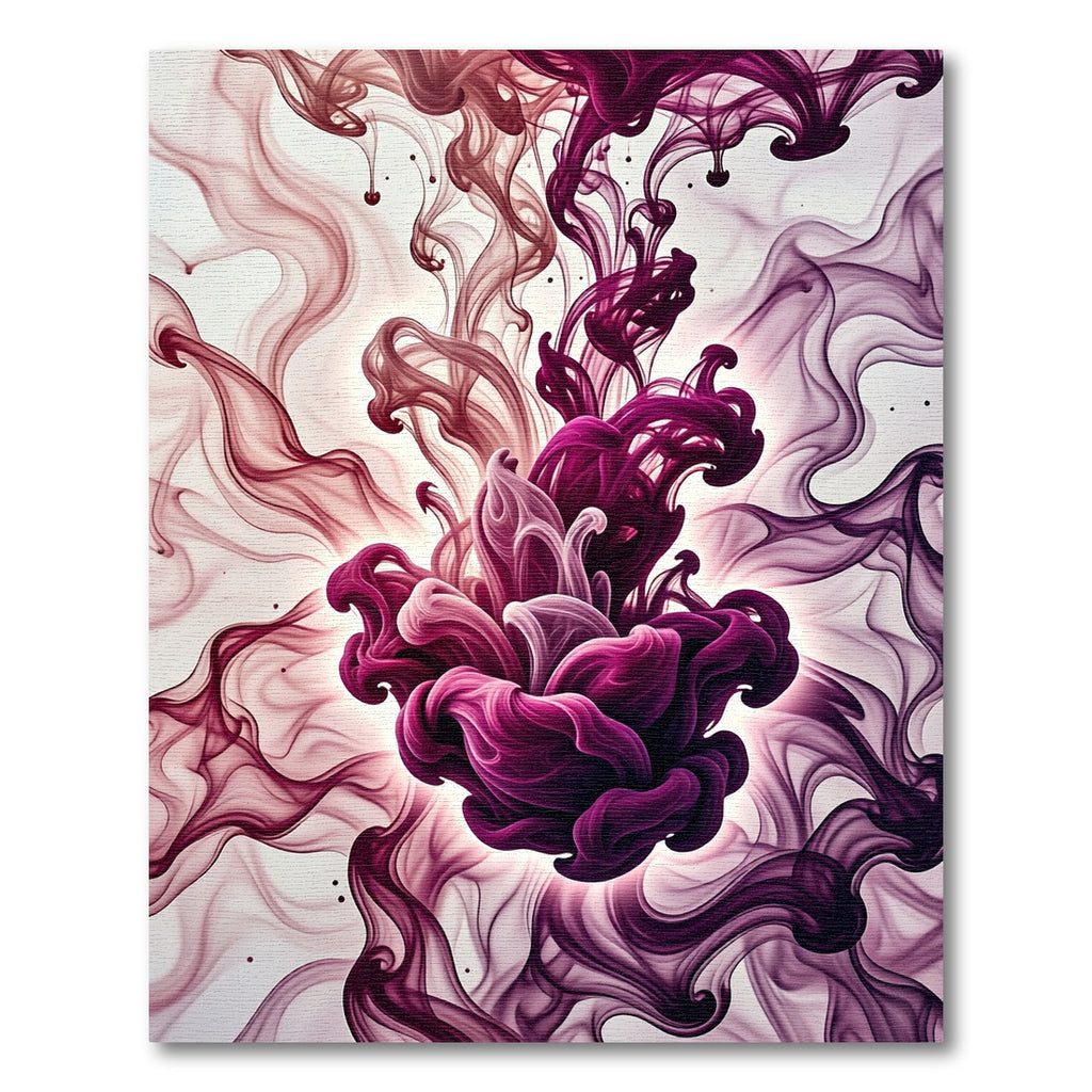Vibrant Plum Ink Abstract Swirl Rug