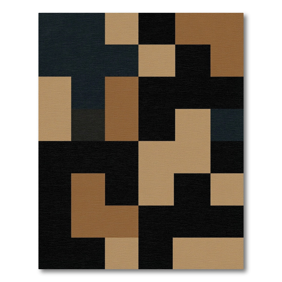Modern Earthy Geometric Block Composition Rug