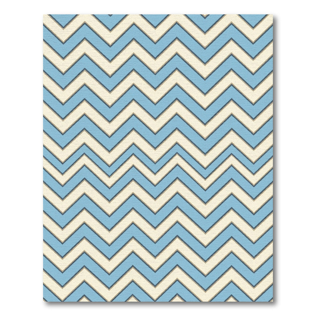 Blue and Cream Zigzag Chevron Rug
