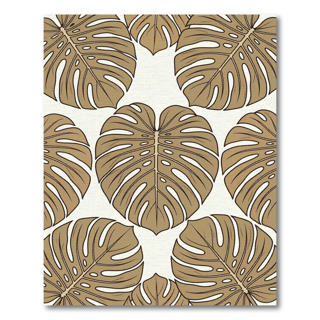 Gold Tropical Monstera Leaf Botanical Rug