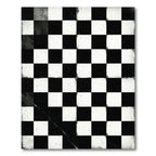 Distressed Monochrome Checkerboard Grid Rug