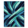 Dynamic Teal Blue Abstract Brushstroke Rug