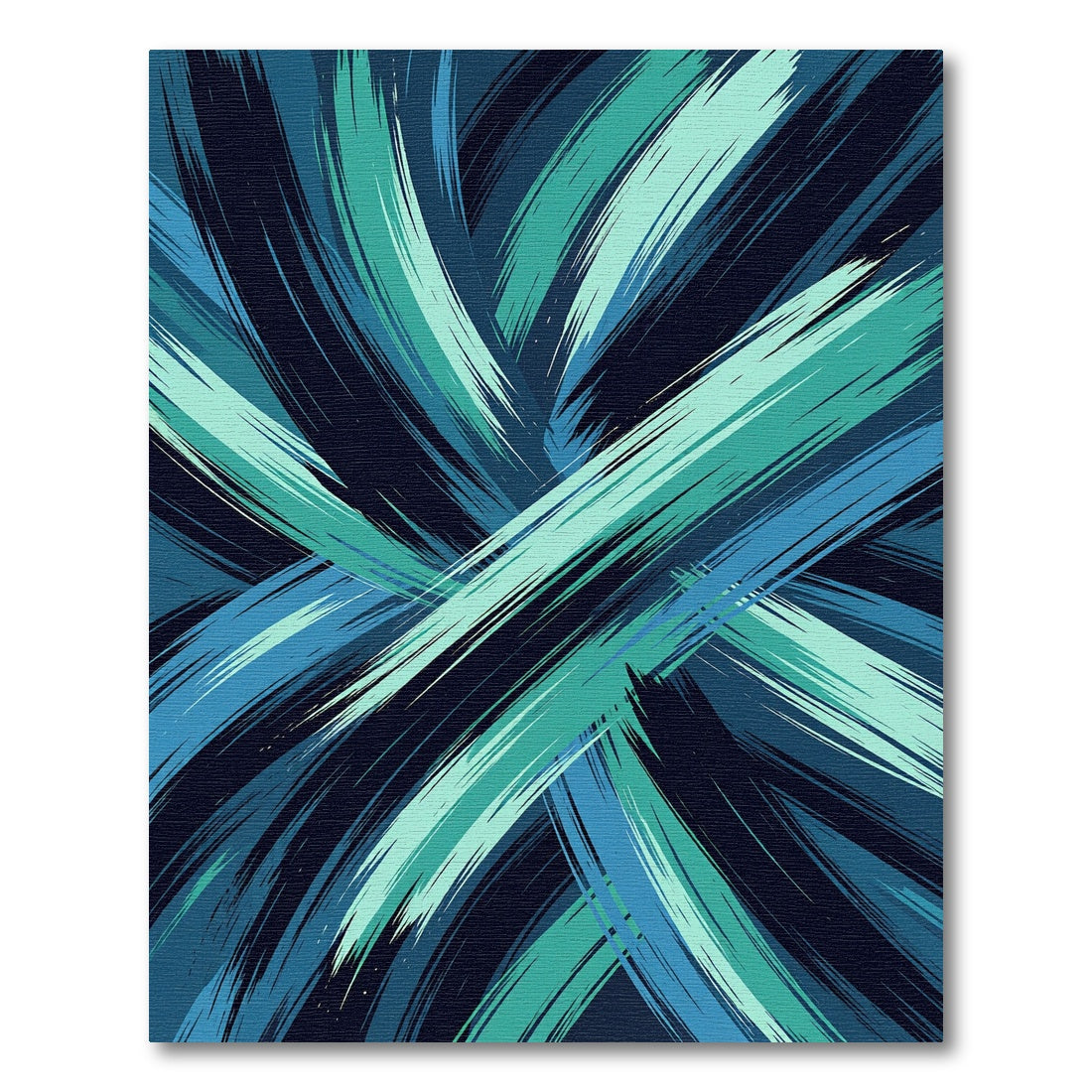 Dynamic Teal Blue Abstract Brushstroke Rug