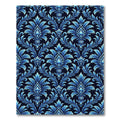 Deep Blue Floral Damask Rich Rug