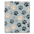Playful Slate and Peach Paw Impression Rug