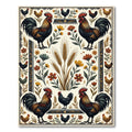 Rustic Farmhouse Rooster and Wheat Harvest Rug