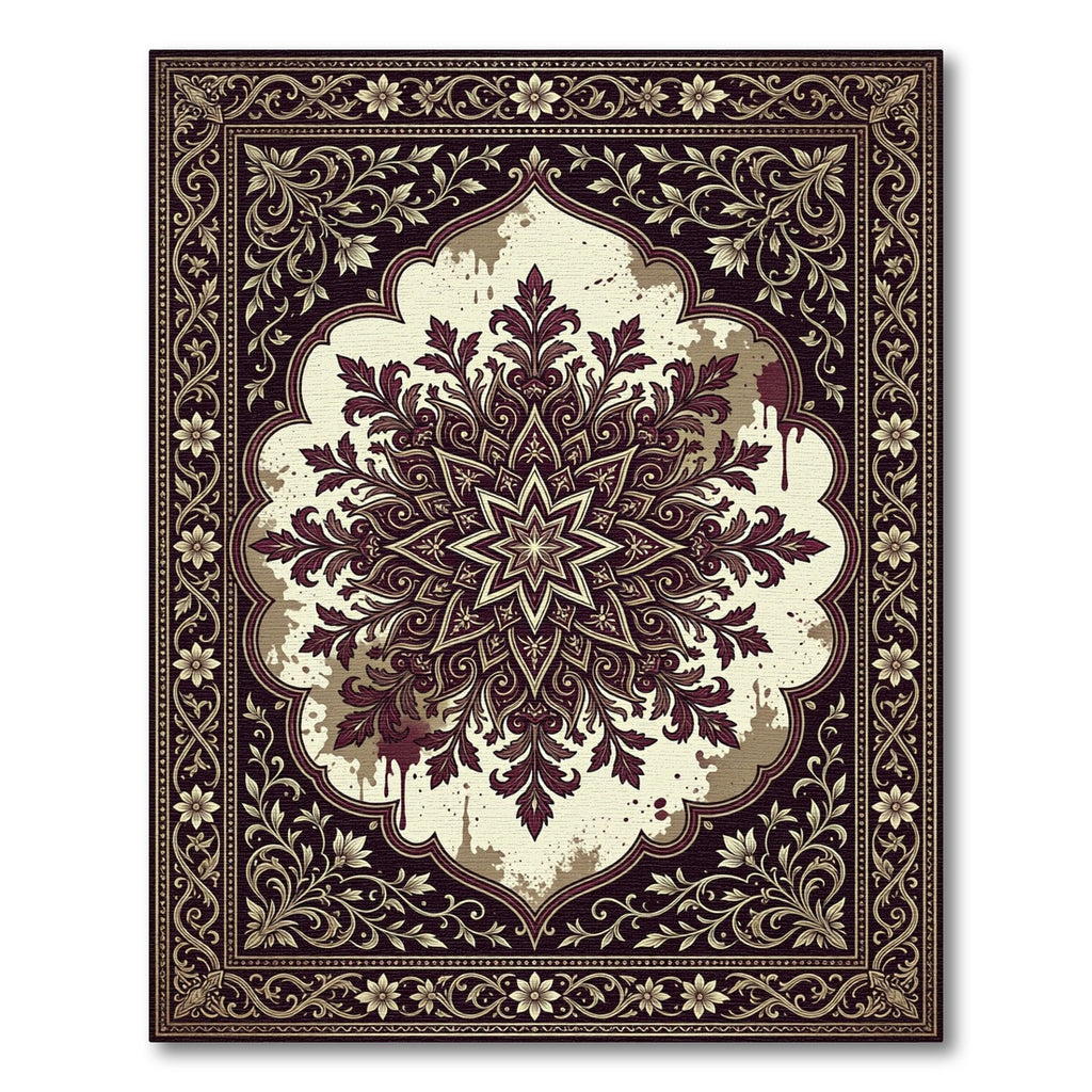 Regal Burgundy Floral Mandala Rug