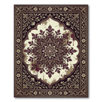 Regal Burgundy Floral Mandala Rug