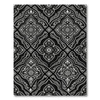 Ornate Black White Floral Arabesque Rug