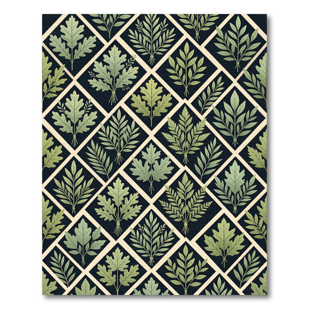 Sage Green Botanical Diamond Lattice Rug