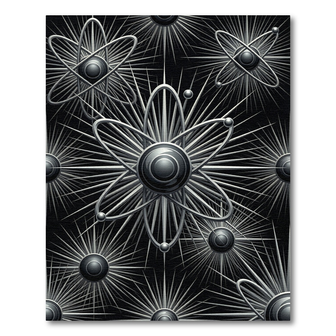 Silver Atomic Starbust Art Deco Rug