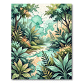 Lush Emerald Forest Watercolor Splatter Rug