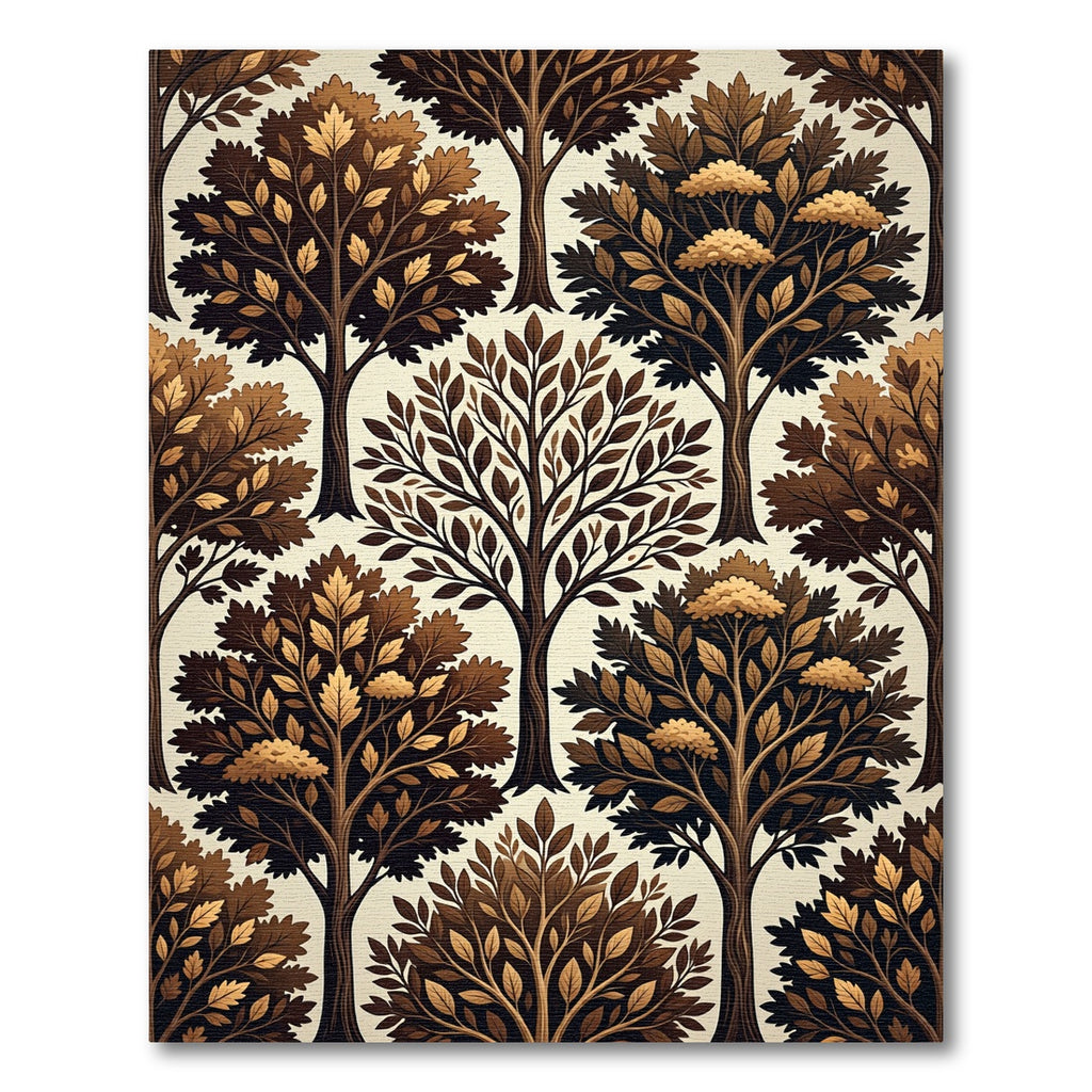 Rich Brown Autumnal Tree Collage Rug